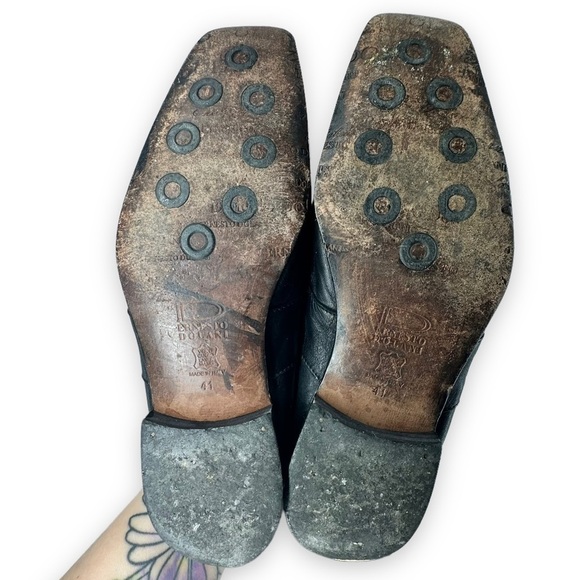 Ernesto Dolani Leather Loafer Almond Toe Elasticated Trim Black Men's Size 41 - Picture 12 of 12